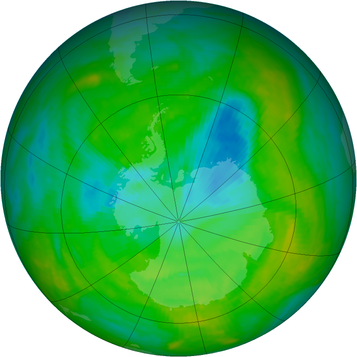 Antarctic ozone map for 09 December 1989